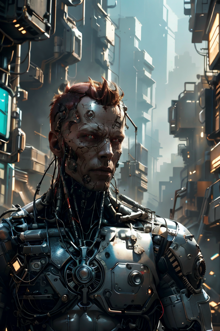 395966-2895360819-24 yo Sting as a fierce Cyborg War Lord, red head, muscle, bodybuilder, mohawk punk hairstyle, cyborg cyberpunk body armor, Marv.png